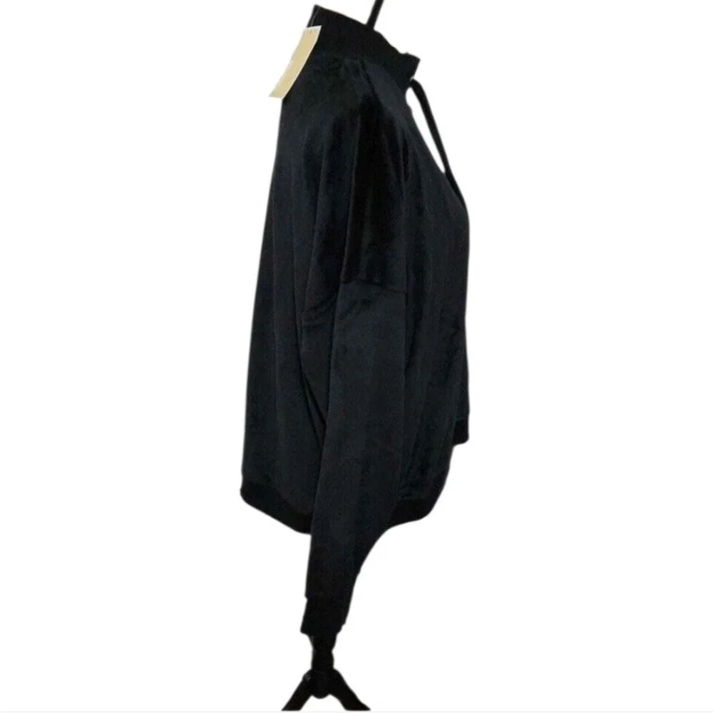 Michael Kors Black Cozy velvety velour funnel neck sweatshirt‎ plus size 2X new!